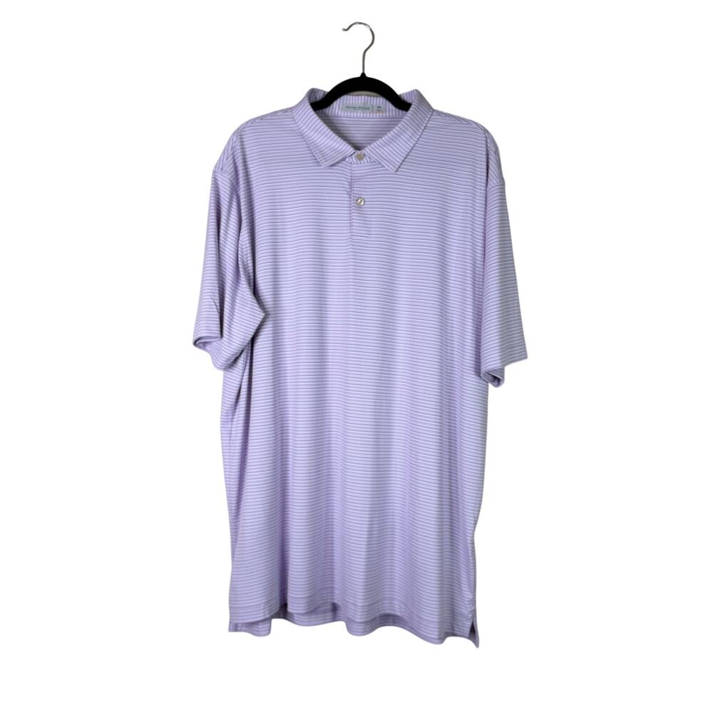 Peter Millar | UPF 50 Featherweight Lavender White Striped Short Sleeve Polo